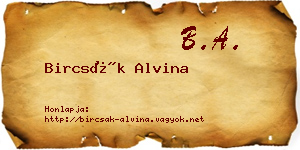 Bircsák Alvina névjegykártya